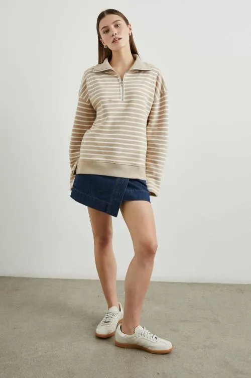 Women Rails Sweaters Parker Sweatshirt Heather Beige Stripe Women Rails Sweaters Parker Sweatshirt Heather Beige Stripe