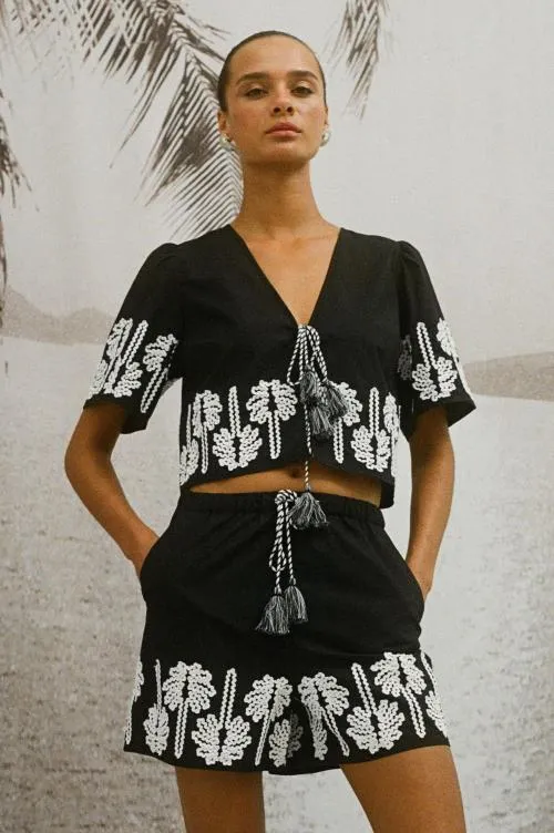 Women Rails Tops Pari Top Black Ivory Palm Trees Women Rails Tops Pari Top Black Ivory Palm Trees