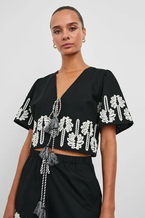 Women Rails Tops Pari Top Black Ivory Palm Trees Women Rails Tops Pari Top Black Ivory Palm Trees