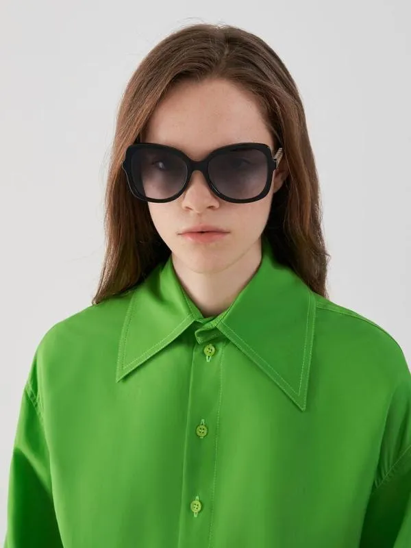 Women Recycled Acetate Braided Temple Butterfly Sunglasses 8211 Black CHARLES and KEITH Butterfly