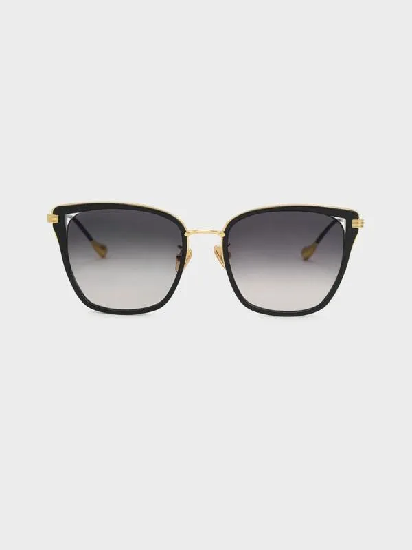 Women Recycled Acetate WireFrame Butterfly Sunglasses 8211 Black CHARLES and KEITH Cateye Women Recycled Acetate WireFrame Butterfly Sunglasses 8211 Black CHARLES and KEITH Cateye