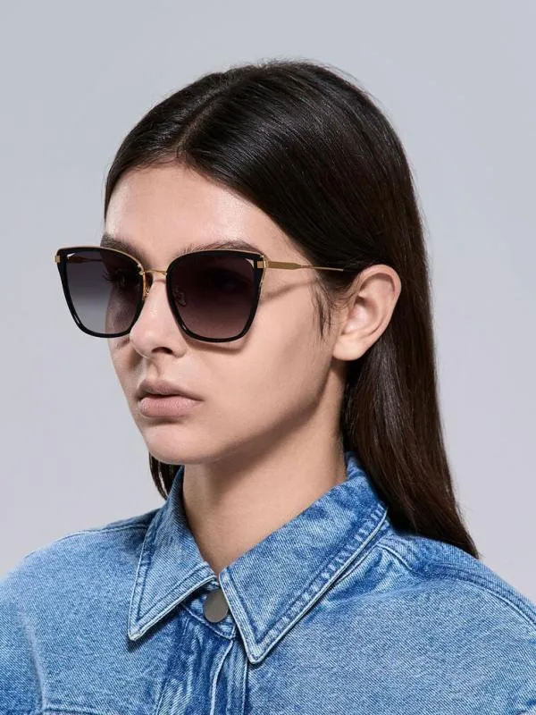 Women Recycled Acetate WireFrame Butterfly Sunglasses 8211 Black CHARLES and KEITH Cateye