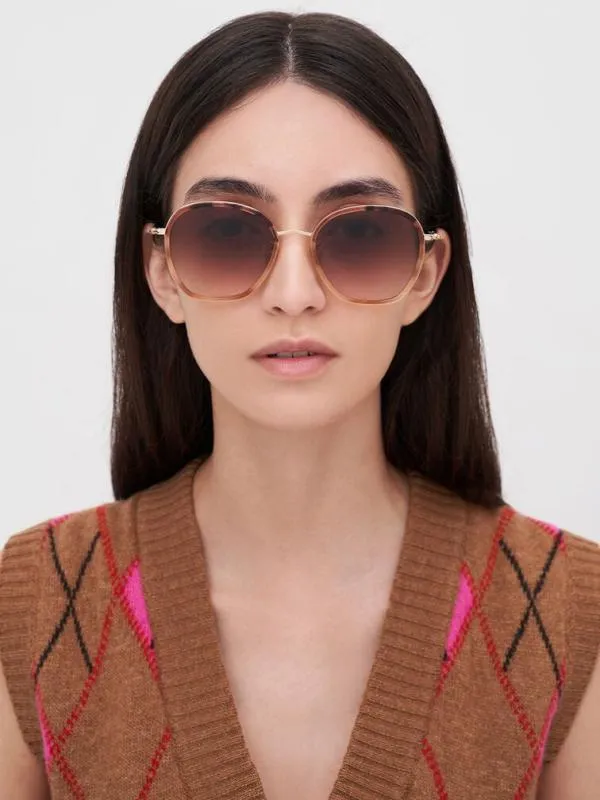 Women Recycled Acetate WireFrame Sunglasses 8211 Pink CHARLES and KEITH Butterfly