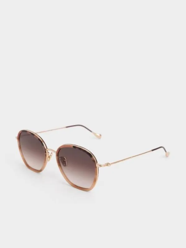 Women Recycled Acetate WireFrame Sunglasses 8211 Pink CHARLES and KEITH Butterfly