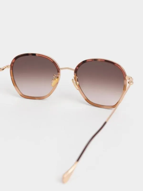 Women Recycled Acetate WireFrame Sunglasses 8211 Pink CHARLES and KEITH Butterfly