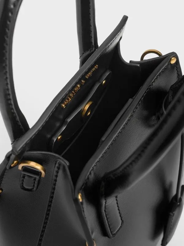 Women Rene Elongated Top Handle Bag 8211 Black CHARLES and KEITH Crossbody Bags