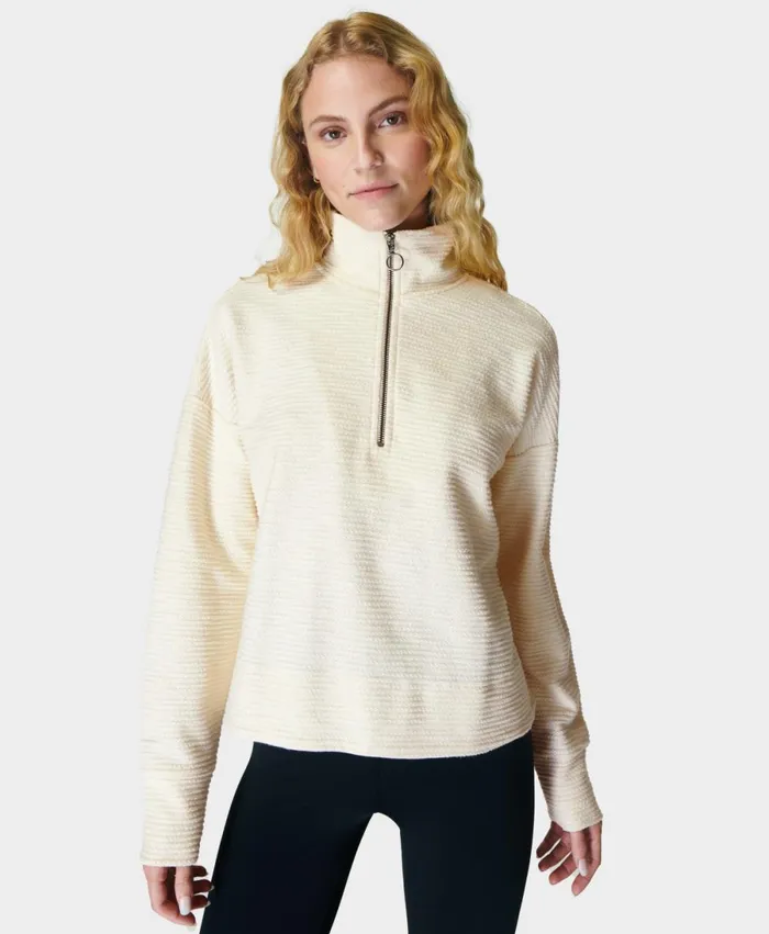 Women Rest Up Half Zip Pullover Lily White Sweaty Betty Jumpers Hoodies