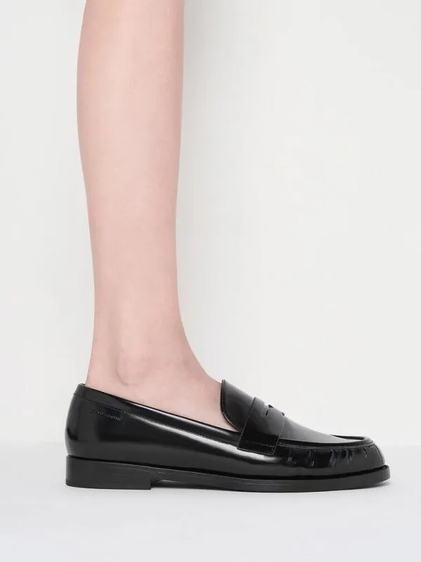 Women Ruched Penny Loafers 8211 Black Box CHARLES and KEITH Flats