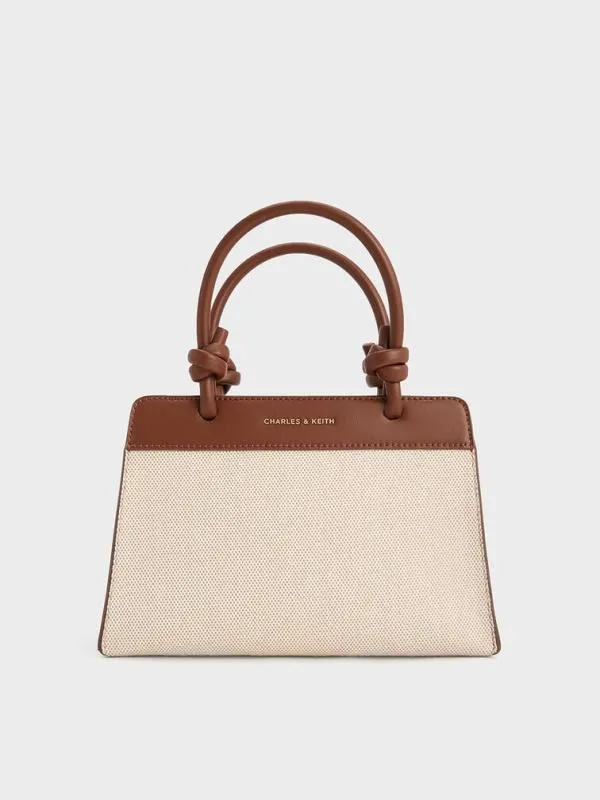 Women Sabine Canvas KnottedHandle Tote Bag 8211 Chocolate CHARLES and KEITH Tote Bags Women Sabine Canvas KnottedHandle Tote Bag 8211 Chocolate CHARLES and KEITH Tote Bags
