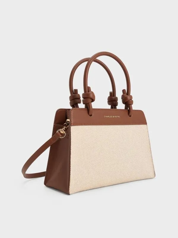 Women Sabine Canvas KnottedHandle Tote Bag 8211 Chocolate CHARLES and KEITH Tote Bags