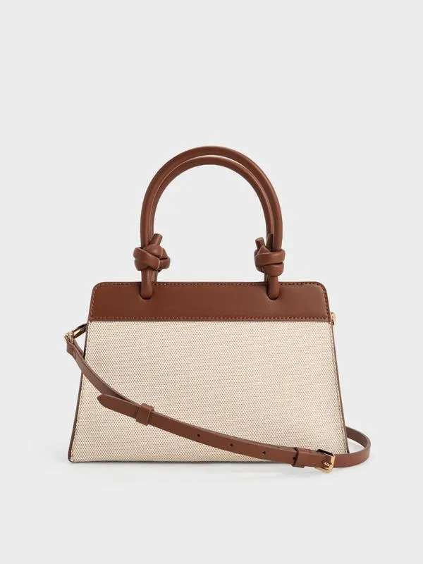Women Sabine Canvas KnottedHandle Tote Bag 8211 Chocolate CHARLES and KEITH Tote Bags