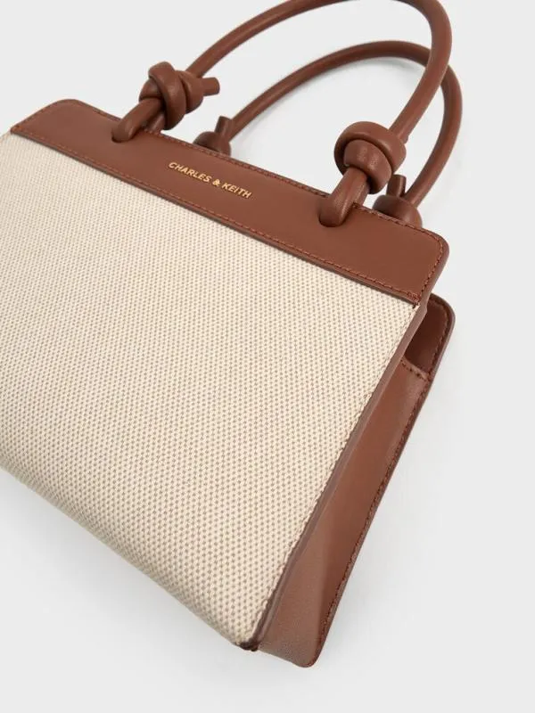 Women Sabine Canvas KnottedHandle Tote Bag 8211 Chocolate CHARLES and KEITH Tote Bags