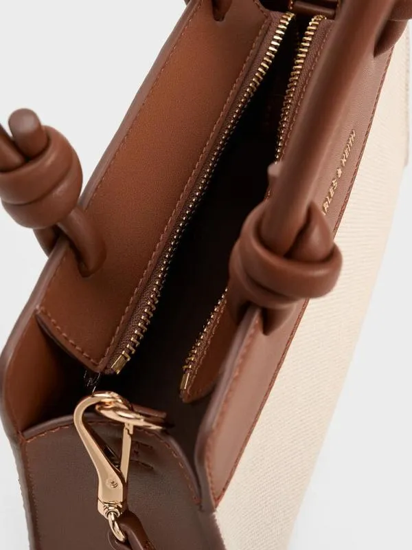 Women Sabine Canvas KnottedHandle Tote Bag 8211 Chocolate CHARLES and KEITH Tote Bags