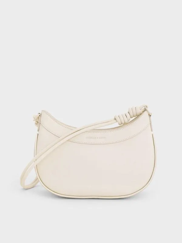 Women Sabine KnottedStrap Curved Shoulder Bag 8211 Cream CHARLES and KEITH Shoulder Bags