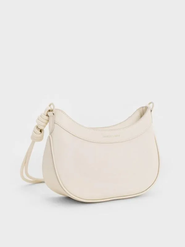 Women Sabine KnottedStrap Curved Shoulder Bag 8211 Cream CHARLES and KEITH Shoulder Bags