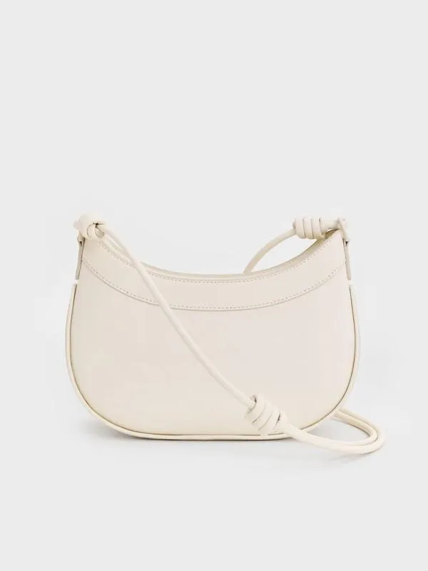 Women Sabine KnottedStrap Curved Shoulder Bag 8211 Cream CHARLES and KEITH Shoulder Bags