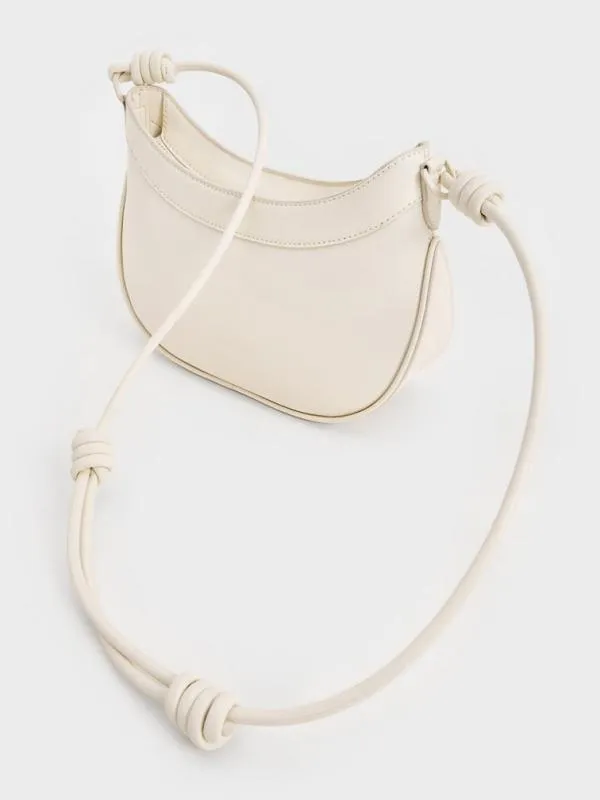 Women Sabine KnottedStrap Curved Shoulder Bag 8211 Cream CHARLES and KEITH Shoulder Bags