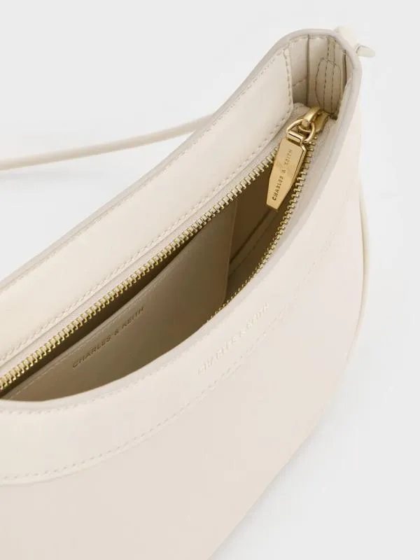 Women Sabine KnottedStrap Curved Shoulder Bag 8211 Cream CHARLES and KEITH Shoulder Bags
