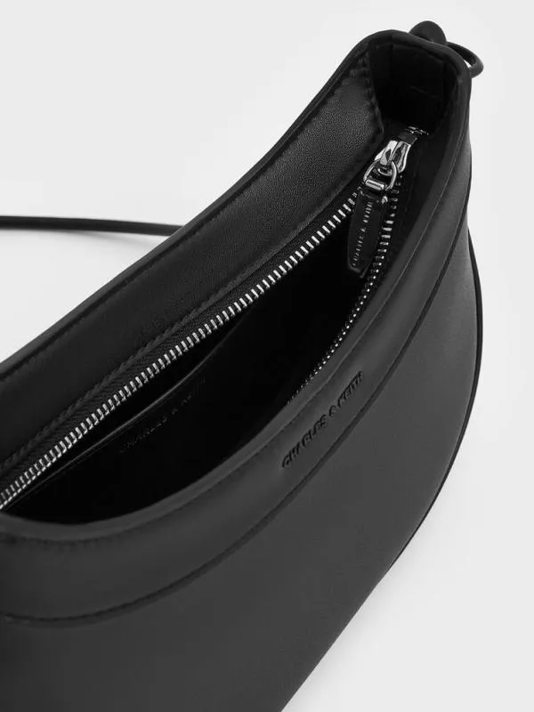 Women Sabine KnottedStrap Curved Shoulder Bag 8211 Jet Black CHARLES and KEITH Shoulder Bags