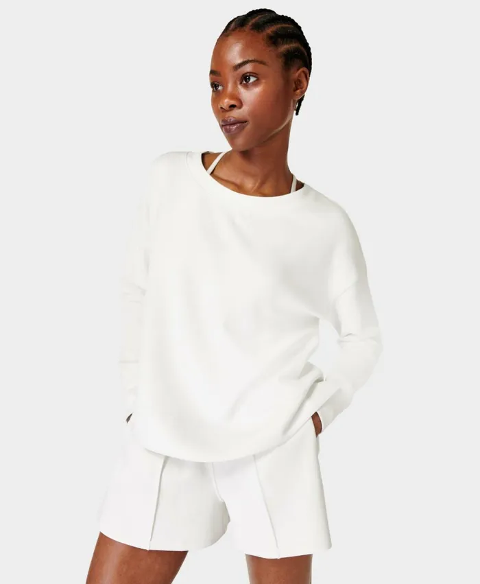 Women Sand Wash Cloudweight Pullover Lily White Sweaty Betty Jumpers Hoodies