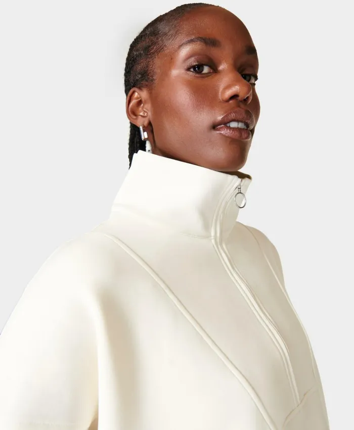 Women Sand Wash Funnel Neck Half Zip Studio White Sweaty Betty Jumpers Hoodies Women Sand Wash Funnel Neck Half Zip Studio White Sweaty Betty Jumpers Hoodies
