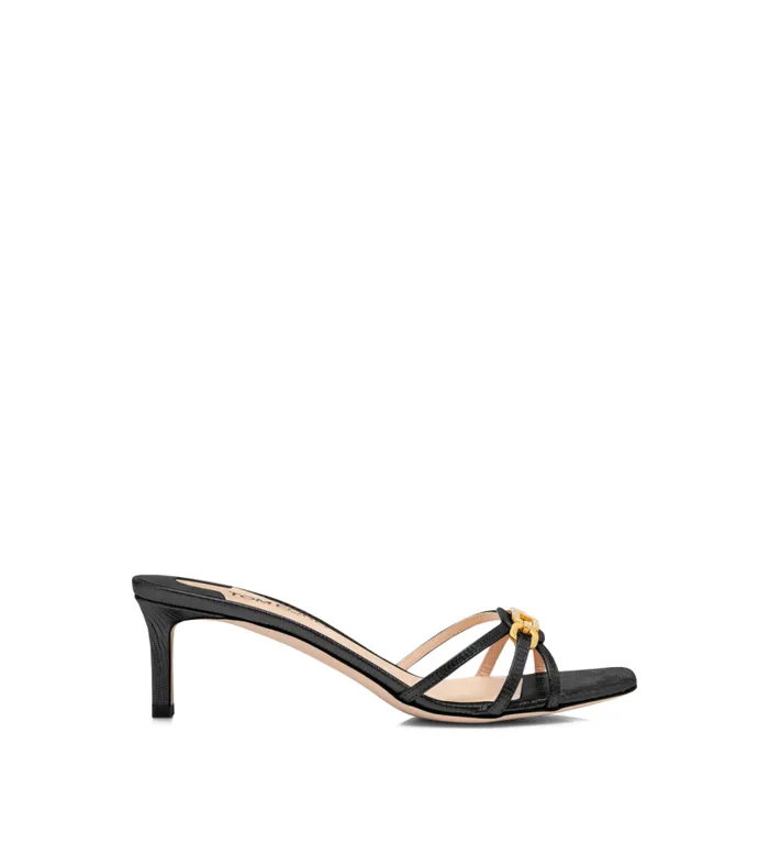 Women Sandals Tom Ford Stamped Lizard Leather Whitney Mule Black