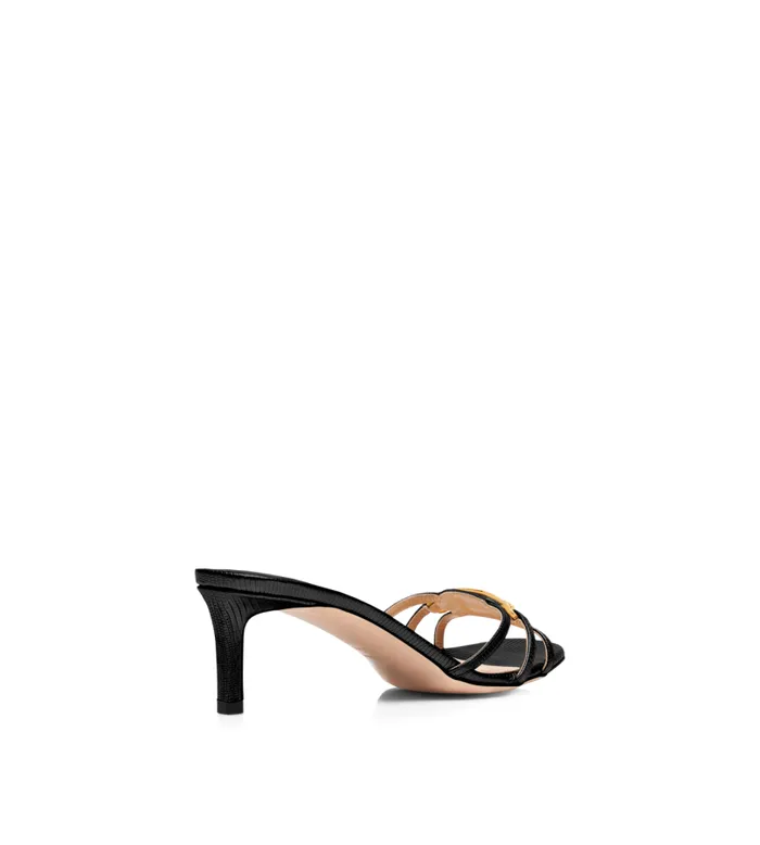 Women Sandals Tom Ford Stamped Lizard Leather Whitney Mule Black Women Sandals Tom Ford Stamped Lizard Leather Whitney Mule Black