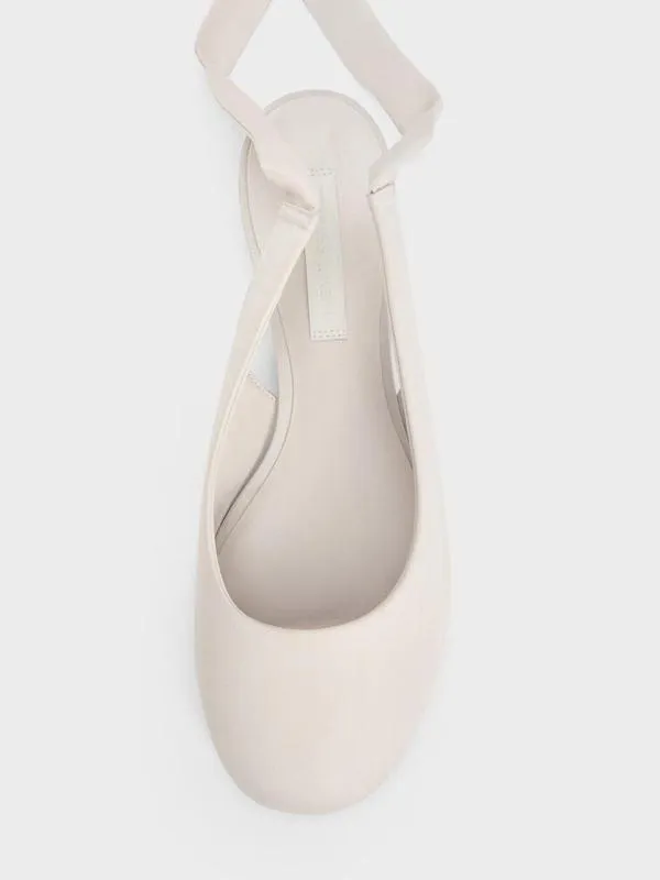 Women Satin TieAround Ballet Flats 8211 Light Grey CHARLES and KEITH Flats