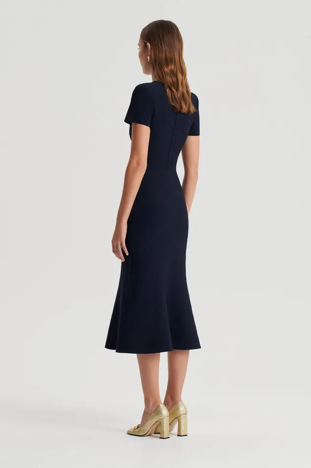Women Scanlan Theodore CREPE KNIT CRAVAT DRESS NAVY Dresses