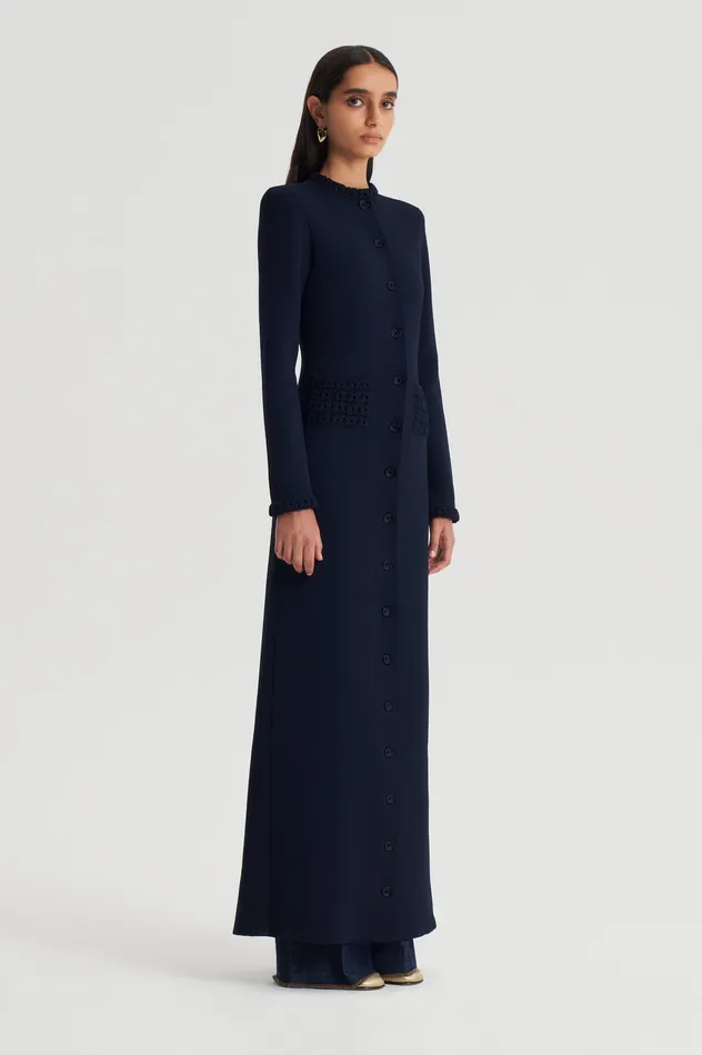 Women Scanlan Theodore CREPE KNIT DAISY COAT NAVY Coats Women Scanlan Theodore CREPE KNIT DAISY COAT NAVY Coats