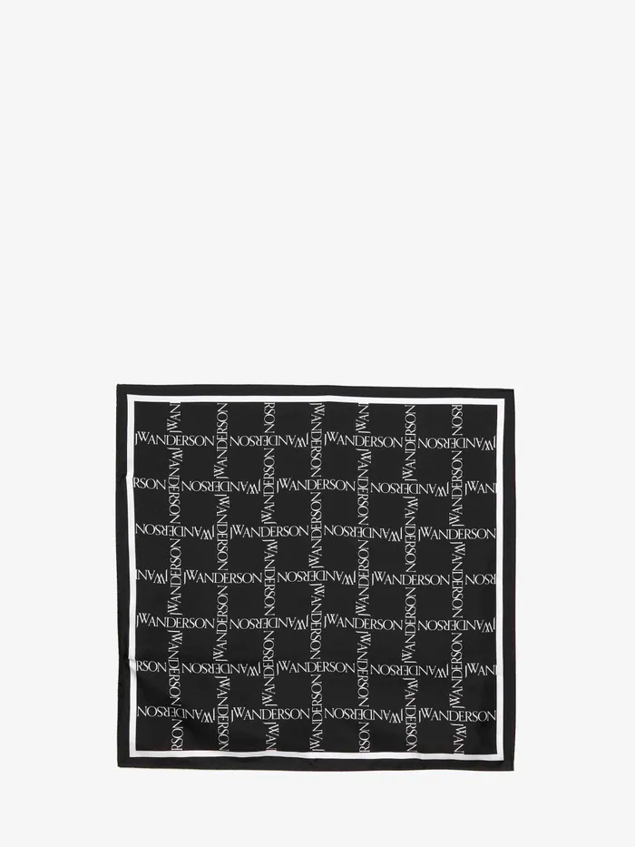 Women SCARVES and NECKBANDS JW Anderson SILK SCARF WITH LOGO GRID MOTIF Blackwhite