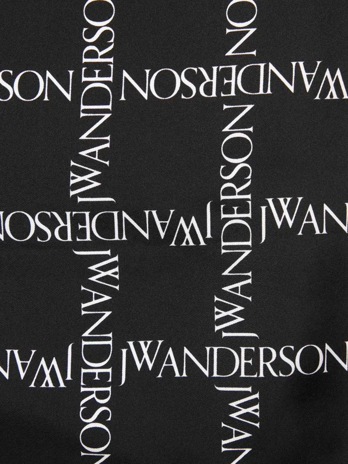 Women SCARVES and NECKBANDS JW Anderson SILK SCARF WITH LOGO GRID MOTIF Blackwhite