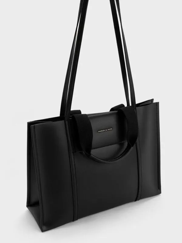Women Shalia Tote Bag 8211 Black CHARLES and KEITH Tote Bags