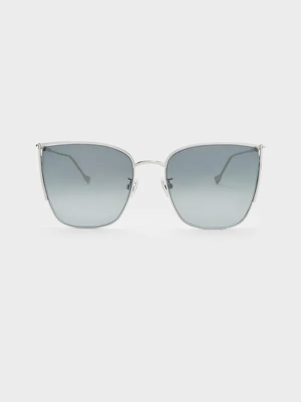 Women Shea MetallicRim Square Sunglasses 8211 Silver CHARLES and KEITH Square Women Shea MetallicRim Square Sunglasses 8211 Silver CHARLES and KEITH Square