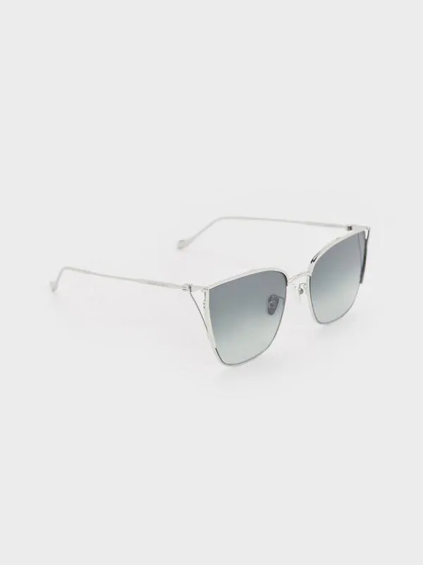 Women Shea MetallicRim Square Sunglasses 8211 Silver CHARLES and KEITH Square