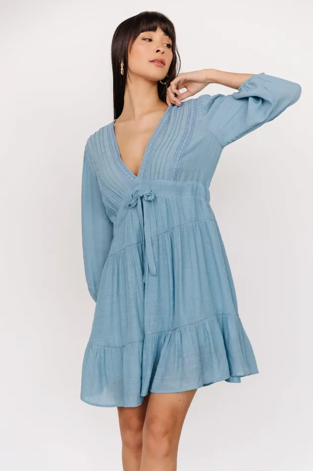 Women Short Dresses Baltic Born Amelia Boho Mini Dress Blue