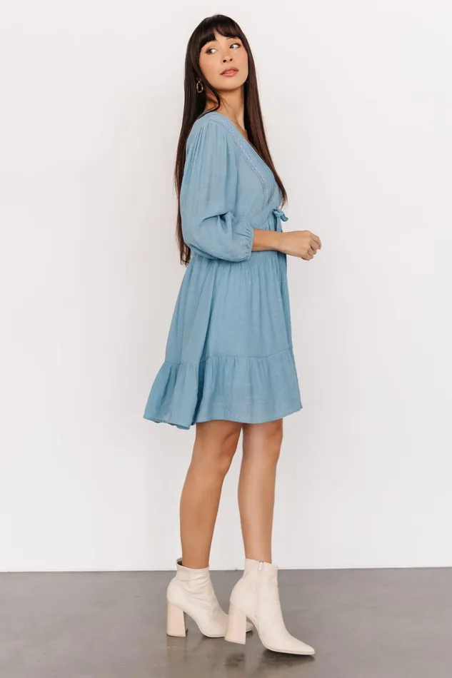 Women Short Dresses Baltic Born Amelia Boho Mini Dress Blue
