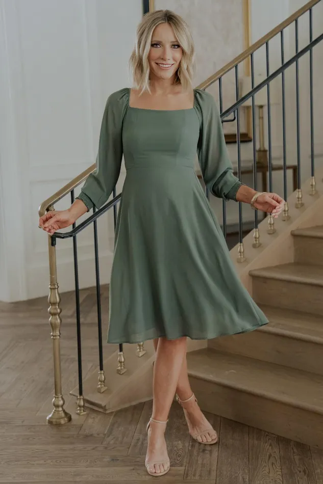 Women Short Dresses Baltic Born Elise Short Dress Dark Sage