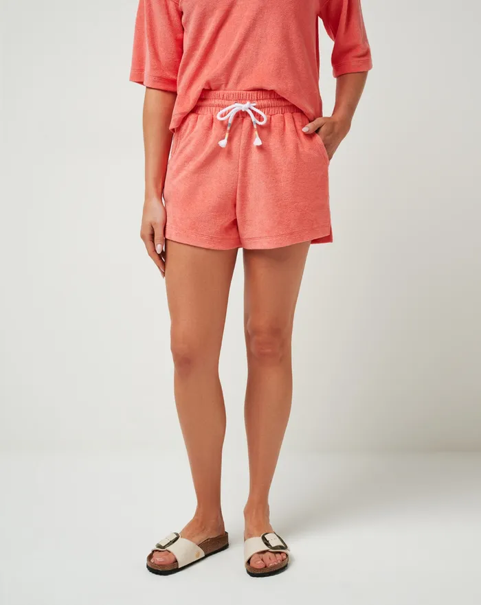 Women Shorts TravisMathew BACK IN THE SUN BABY TERRY SHORT Shell Pink