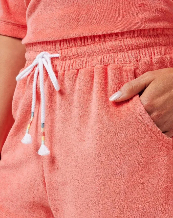 Women Shorts TravisMathew BACK IN THE SUN BABY TERRY SHORT Shell Pink