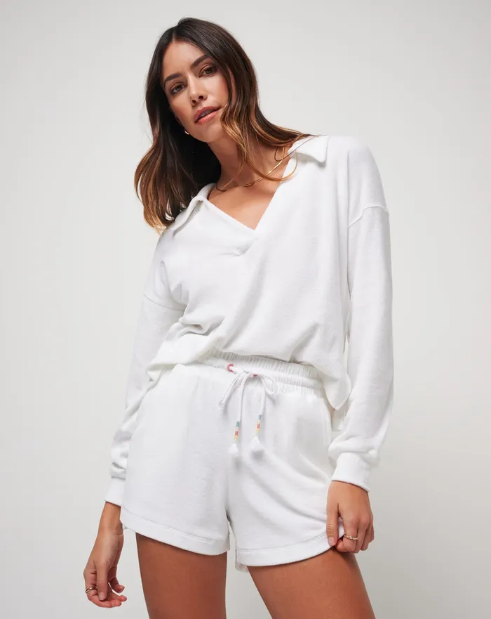 Women Shorts TravisMathew BACK IN THE SUN BABY TERRY SHORT White