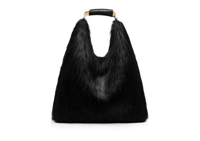 Women Shoulder Bags Tom Ford Faux Fur Bianca Large Hobo Black