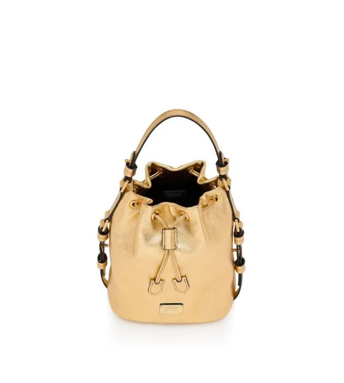 Women Shoulder Bags Tom Ford Laminated Leather Disco Small Bucket On Chain Gold Women Shoulder Bags Tom Ford Laminated Leather Disco Small Bucket On Chain Gold