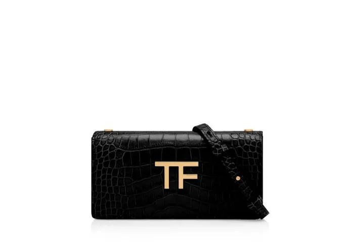 Women Shoulder Bags Tom Ford Shiny Stamped Crocodile Leather Tf Mini Bag