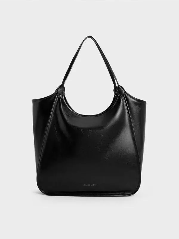 Women Sianna CrinkleEffect Slouchy Tote Bag 8211 Black CHARLES and KEITH Slouchy Bags Women Sianna CrinkleEffect Slouchy Tote Bag 8211 Black CHARLES and KEITH Slouchy Bags
