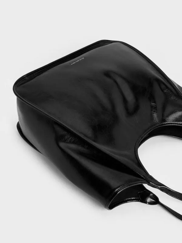 Women Sianna CrinkleEffect Slouchy Tote Bag 8211 Black CHARLES and KEITH Slouchy Bags