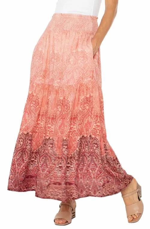 Women Skirts Liverpool Los Angeles Woven Maxi Skirt Mauve Ombre Paisley
