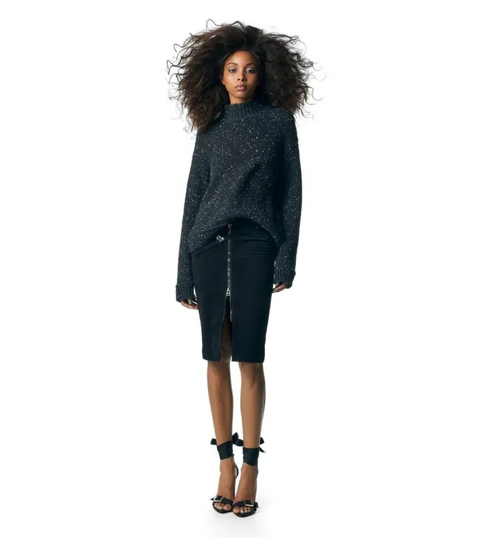 Women Skirts Tom Ford Suede Belted Zipped Skirt Black