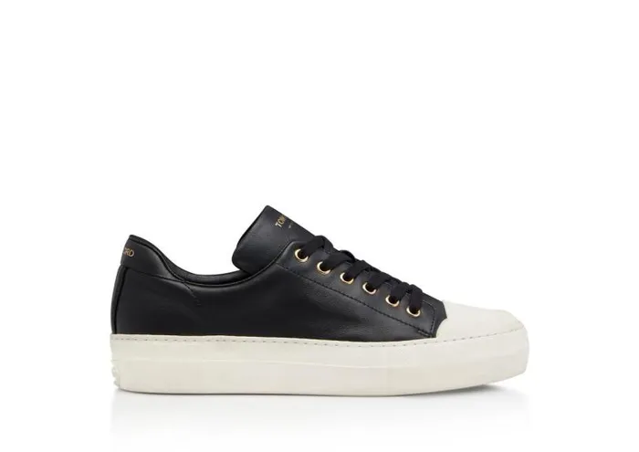 Women Sneakers Tom Ford Smooth Leather City Low Top Sneakers Black