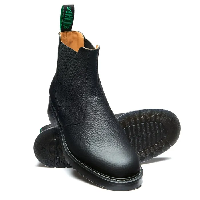Women Solovair Dealer Boots Black Greasy Grain Dealer Boot